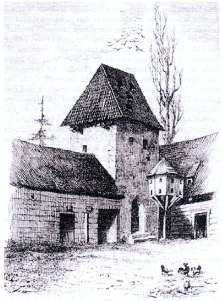 Der Burgturm in Markhausen im Jahr 1881