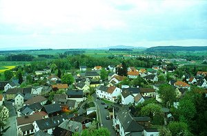 Aussicht vom Bergfried �ber das Fichtelgebirge