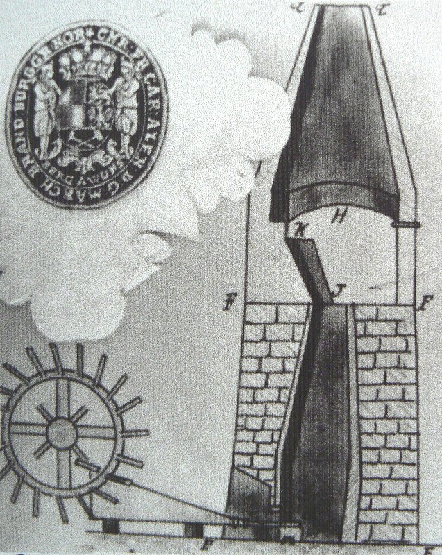 Schnittzeichnung eines Hochofens in Arzberg
