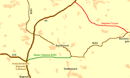 Neues Teilstück der B303 Richtung Autobahndreieck Bayreuth/Kulmbach