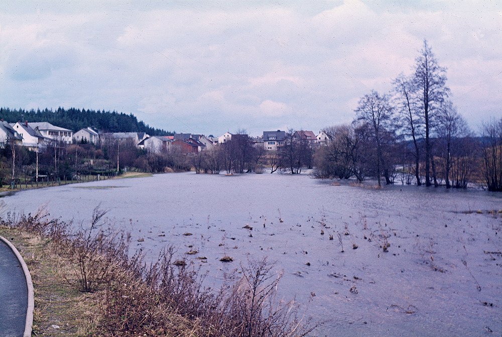 Überschwemmung des Tals durch die mäandrierende Eger