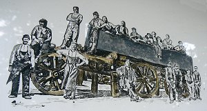 Abtransport mit Pferdewagen