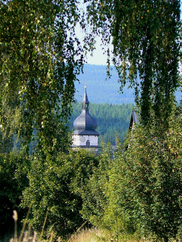 Kirchturm in Marktleuthen vom Galgenberg gesehen