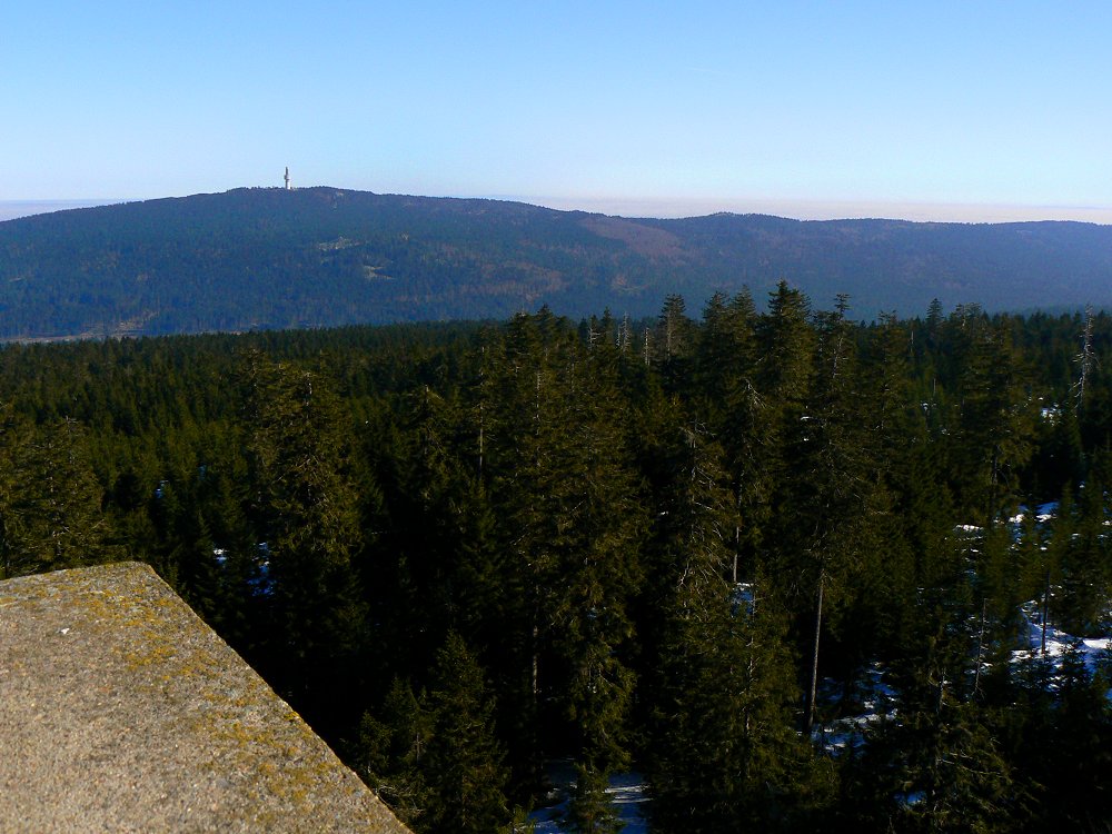 Aussicht vom Ochsenkopf Richtung Schneeberg im Fichtelgebirge