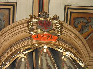 Jahreszal und Wappen an der Wiegleb-Orgel von 1791