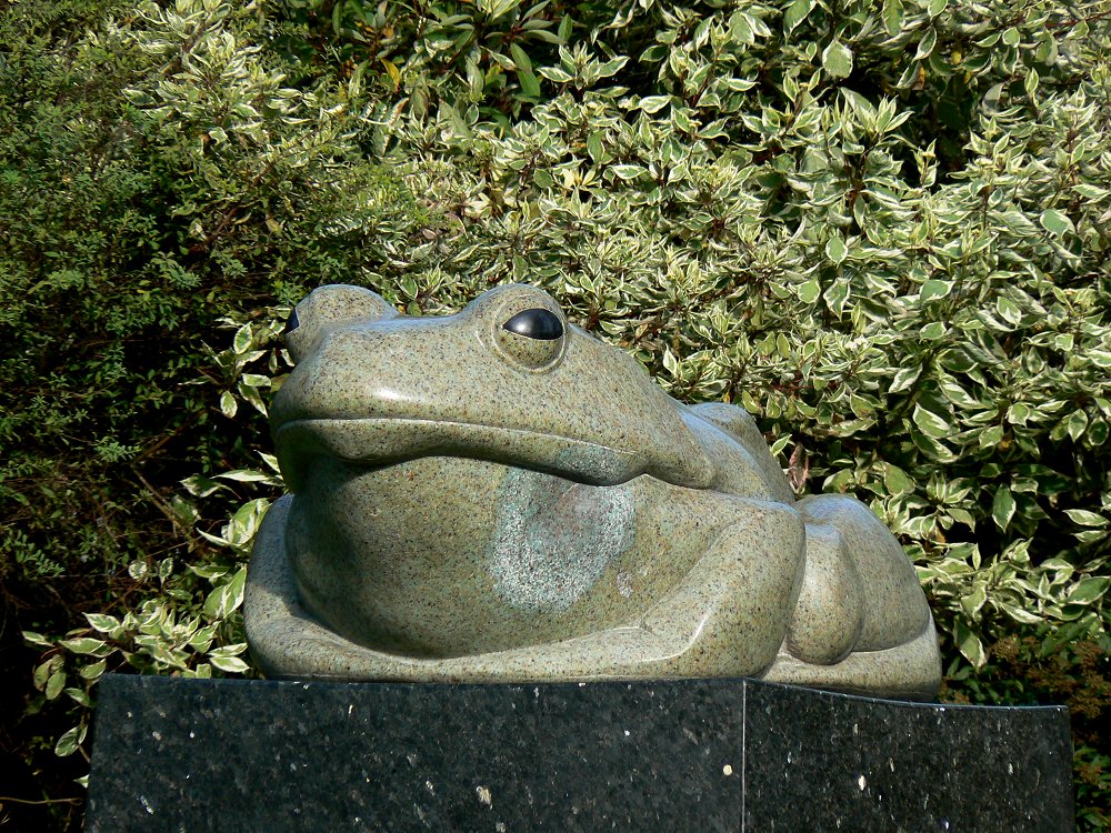 Steinerner Frosch an der Saalebrücke