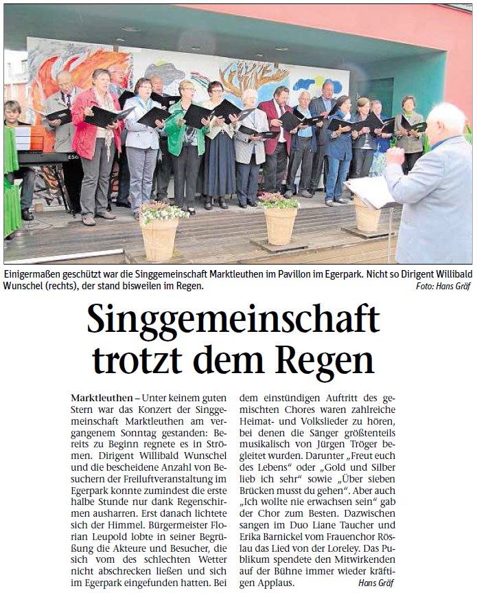 Singen im Egerpark Marktleuthen im Fichtelgebirge