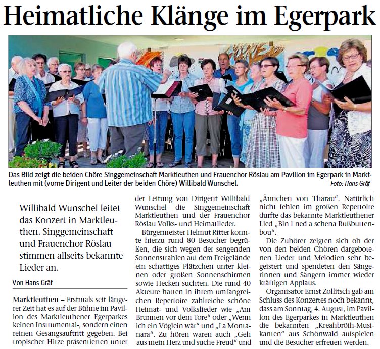 Singen im Egerpark Marktleuthen: Frauenchor Röslau und Singgemeinschaft Marktleuthen