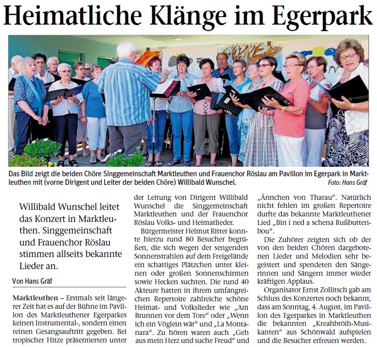 Singen im Egerpark Marktleuthen: Frauenchor Rslau und Singgemeinschaft Marktleuthen