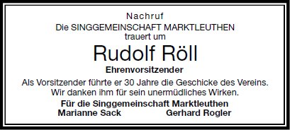 Rudolf Röll, Marktleuthen