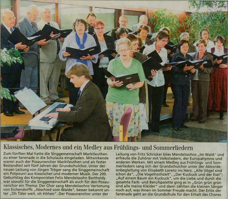 Singgemeinschaft Marktleuthen in der Aula der Montessori-Schule Marktleuthen