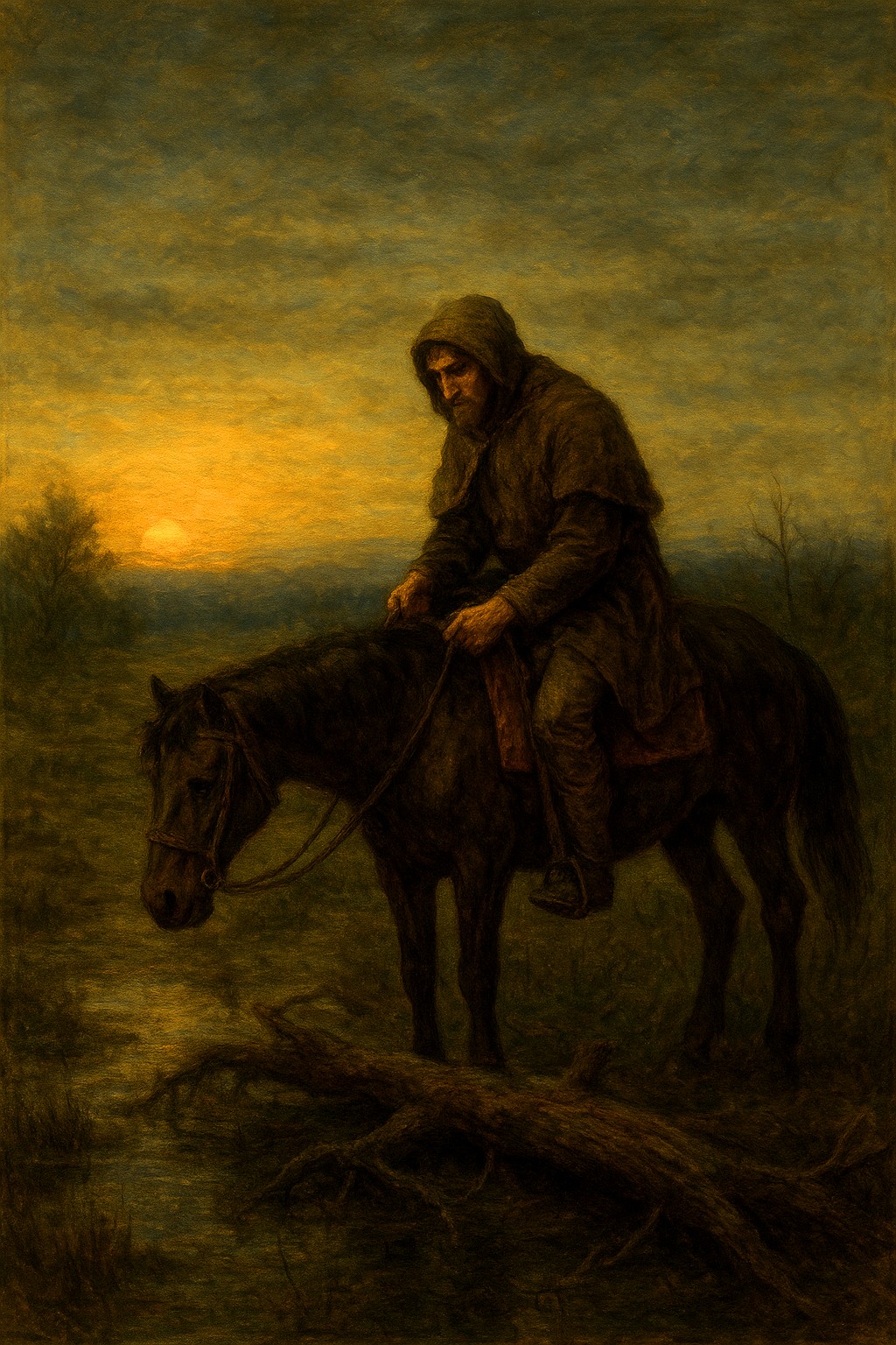 Der Reiter im Zeitelmoos bei Sonnenaufgang Der Reiter im Zeitelmoos bei Sonnenaufgang